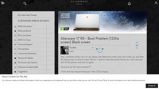 
                            6. Alienware 17 R5 - Boot Problem (120hz screen) Black screen ... - Alienware Black Screen After Portal