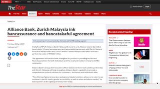 Alliance Bank, Zurich Malaysia ink bancassurance and ... - Zurich Malaysia Portal