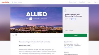 
Allied - The jane.app Community Conference Tickets, Fri, Jul ...  
