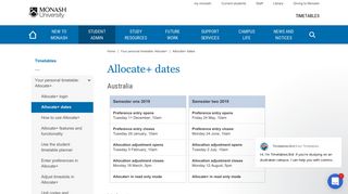 
                            2. Allocate+ dates - Timetables - Monash University - Monash Allocate+ Student Portal