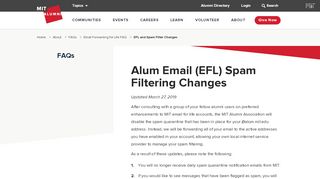 
                            5. Alum Email (EFL) Spam Filtering Changes - MIT Alumni ... - Mit Alumni Email Portal