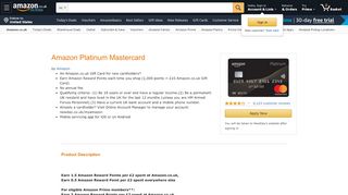 
                            4. Amazon Platinum Mastercard: Amazon.co.uk: Welcome - Amazon Credit Card Uk Portal