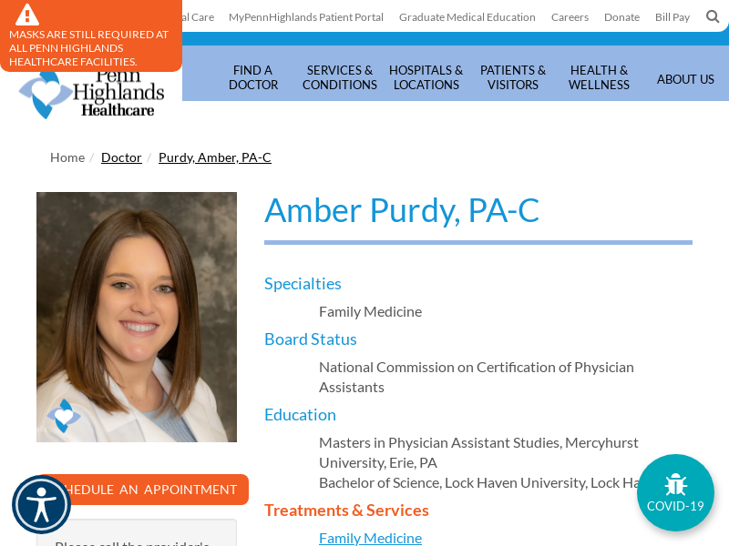 
                            4. Amber Purdy, PA-C | Penn Highlands Healthcare