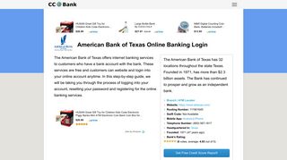 
                            8. American Bank of Texas Online Banking Login - CC Bank - American Bank Of Texas Portal
