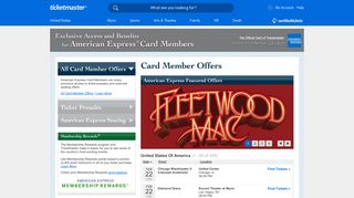 
                            8. American Express ticket offers. Official Ticketmaster site