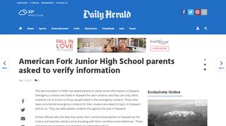 
                            8. American Fork Junior High School parents asked to verify ... - Afjh Skyward Portal