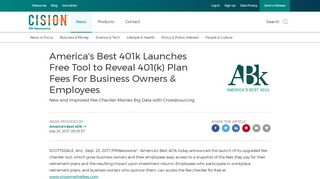 
America's Best 401k Launches Free Tool to Reveal 401(k ...  
