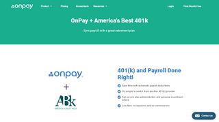 
America's Best 401k Payroll Integration | OnPay  
