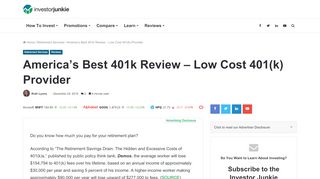 
America's Best 401k Review | Low Cost 401(k) Provider  
