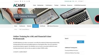 
                            4. AML Training Web Seminars | ACAMS - Acams Online Store Login