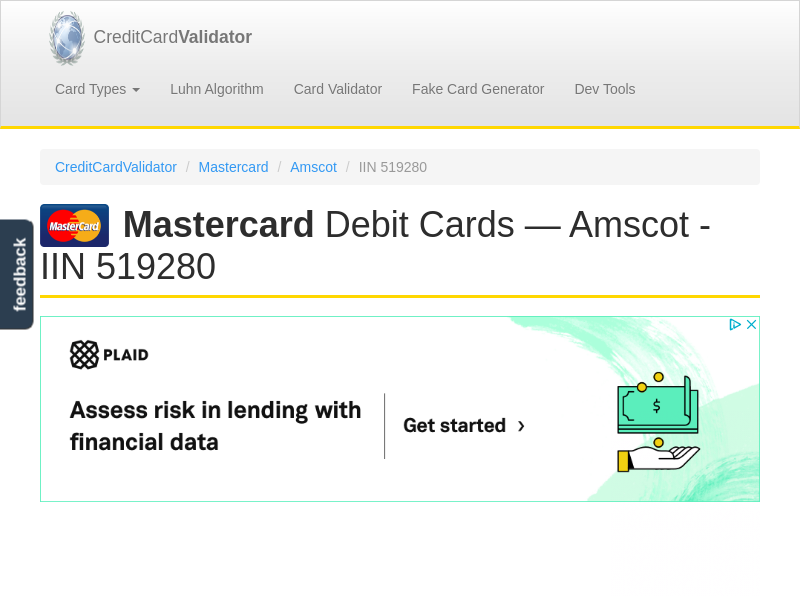 
                            10. Amscot Mastercard Debit Cards - IIN 519280 ...