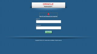 An error has occurred. - Oracle PeopleSoft Sign-in