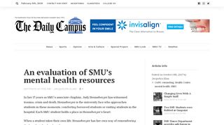 An evaluation of SMU's mental health resources – SMU Daily Campus - Smu Health Portal