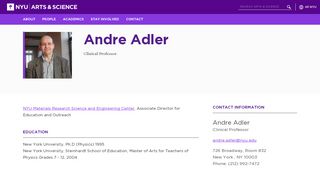
                            7. Andre Charles Adler - NYU Arts & Science - Adler Global Portal
