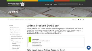 
                            2. Animal Products (AP) E-cert | MPI | NZ Government - Mpi E Cert Portal