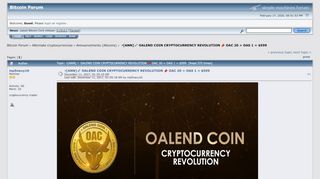 
                            2. [ANN] OALEND COIN CRYPTOCURRENCY REVOLUTION OAC 20 = OAS 1 ... - Oalend Coin Portal