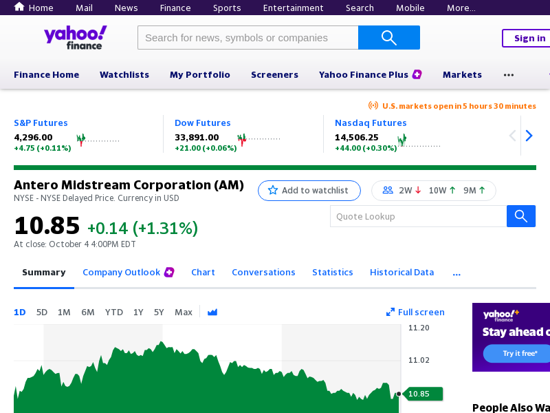 
                            9. Antero Midstream Corporation (AM) Stock Price, News, Quote ...