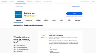 
Anthem, Inc. Careers and Employment | Indeed.com
