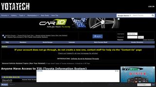 Anyone Have Access to TIS (Toyota Information System) - YotaTech ... - Toyota Tis Portal Page