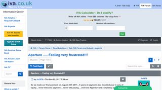
                            6. Aperture ..... Feeling very frustrated!!! - IVA Forum Free advice ... - Aperture Client Portal