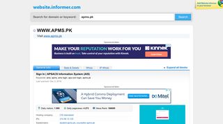
                            2. apms.pk at WI. Sign In | APSACS Information System (AIS) - Apms Pk Login