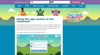 
app in the classroom - Teach Your Monster to Read  
