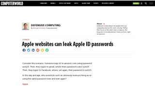 
Apple websites can leak Apple ID passwords | Computerworld
