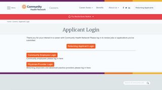 
                            3. Applicant Login | Community Health Network - Ecommunity Employee Portal Portal