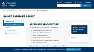 
                            2. Applicant Self Service - University of Glasgow - Glasgow Application Portal
