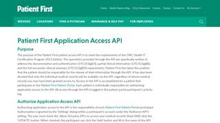Application Access API - Patient First - Patient First Portal