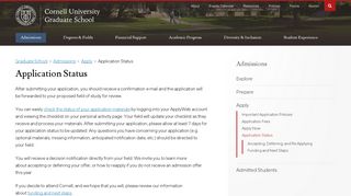 
                            8. Application Status - Cornell University Graduate School - Cornell Admissions Portal