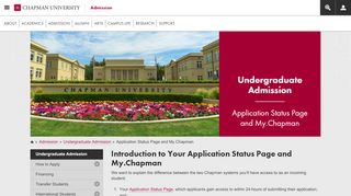 
                            8. Application Status Page and My.Chapman | Undergraduate ... - My Chapman Portal