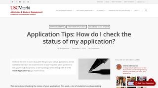 
                            2. Application Tips: How do I check the status of my ... - USC Viterbi - Usc Undergraduate Portal