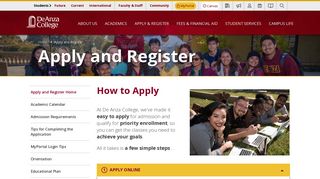 
Apply and Register - De Anza College
