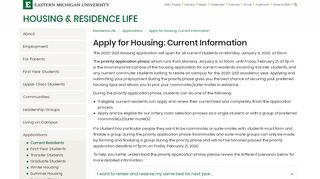 
                            4. Apply for Housing: Current Information ... - Eastern Michigan University - Emu Housing Portal