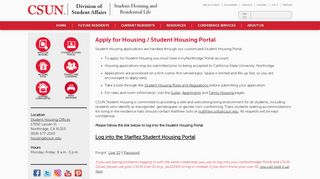 
                            6. Apply for Housing / Student Housing Portal | California State ... - Northridge Portal Csun Portal