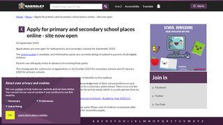 
                            6. Apply for primary and secondary school places online - site ... - Barnsley Council School Admissions Portal