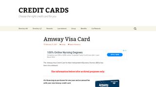 Apply for your Amway Visa Card Online - CREDIT CARDS - Amway Bank Of America Credit Card Portal