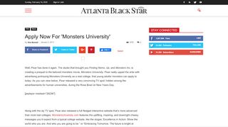 
                            5. Apply Now For 'Monsters University' - Atlanta Black Star - Monsters University Sign Up