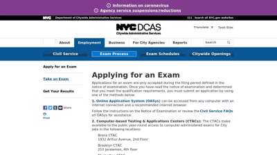 Applying for an Exam - New York