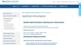 
                            8. Applying to the program | Baptist College of Health Sciences - Bchs Email Portal