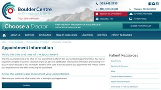 
                            5. Appointment Information | BoulderCentre for Orthopedics & Spine - Boulder Orthopedics Patient Portal