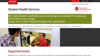 
                            2. Appointments - NCSU Health Services - My Health Pack Portal