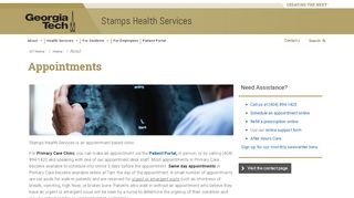 
                            1. Appointments | Stamps Health Services | Georgia Tech | Atlanta, GA - Patient Portal Stamps