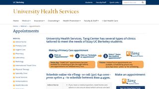 
Appointments | University Health Services - Tang Center  

