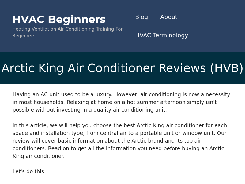 
                            10. Arctic King Air Conditioner Reviews (HVB) - HVAC Beginners