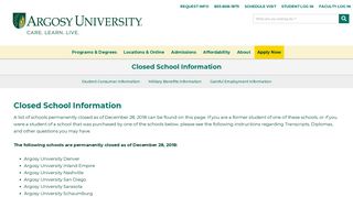 
                            8. Argosy University: Closed School Information - Argosy Campus Common Student Portal