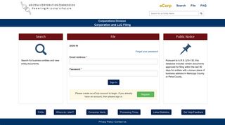 Arizona Corporation Commission - Ecorp Login
