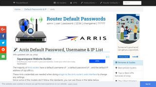 
Arris Default Usernames and Passwords (updated January ...  
