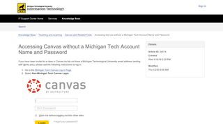 
                            3. Article - Accessing Canvas without a ... - Michigan Technological - Mtu Canvas Portal